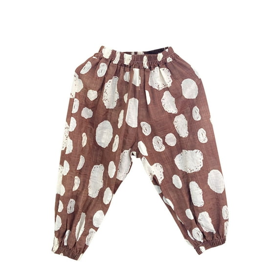 Odeerbi 2-9 Years Kids Boys Girls Cotton Bloomers Summer Cow Print Jogger Pants Cute Full Length Lantern Pants Haren Pants