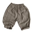 thumbnail image 1 of Odeerbi 2-9 Years Kids Boys Girls Striped Cotton Linen Pants Spring Summer Double Layered Casual Pants, 1 of 4