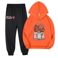 thumbnail image 1 of Odeerbi 2-9 Years Kids Girls Cotton Outfits Flower Printed Hoodies Sweatpants Two-piece Set Casual Comfortable Long Sleeve Hooded Sweatshirts Kids Girls Clothes, 1 of 3