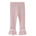 thumbnail image 1 of Odeerbi 2-9 Years Toddler Girls Cotton Leggings Stretchy Tights Compression Pants Solid Color Bow Middle Waist Wide Leg Pantyhose, 1 of 6