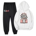 thumbnail image 1 of Odeerbi 2-9 Years Toddler Girls Cotton Outfits Flower Printed Hoodies Sweatpants Two-piece Set Casual Comfortable Long Sleeve Hooded Sweatshirts Toddler Girls Clothes, 1 of 3