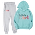 thumbnail image 1 of Odeerbi 2-9 Years Toddler Girls Father's Day Outfits Cotton Hoodies Sweatpants Two-piece Set Casual Comfortable Long Sleeve Hooded Sweatshirts Toddler Girls Clothes, 1 of 3