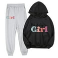 thumbnail image 1 of Odeerbi 2-9 Years Toddler Girls Father's Day Outfits Cotton Hoodies Sweatpants Two-piece Set Casual Comfortable Long Sleeve Hooded Sweatshirts Toddler Girls Clothes, 1 of 3