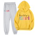 thumbnail image 1 of Odeerbi 2-9 Years Toddler Girls Father's Day Outfits Cotton Hoodies Sweatpants Two-piece Set Casual Comfortable Long Sleeve Hooded Sweatshirts Toddler Girls Clothes, 1 of 3