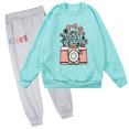 thumbnail image 1 of Odeerbi 2-9 Years Toddler Girls Outfits Cotton Sweatsuits Flower Crewneck Sweatshirts Sweatpants Two-piece Set Floral Top Casual Comfortable Long Pants Toddler Girls Clothes, 1 of 3