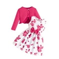 thumbnail image 1 of Odeerbi 2-9 Years Toddler Girls Summer Outfits Cotton Floral Tank Dress with Bolero Shrugs Two-piece Set Solid Color Long Sleeve Cardigan Sun Dress Set Toddler Girls Clothes, 1 of 9