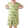 thumbnail image 1 of Odeerbi 2-9 Years Toddler Girls Summer Outfits Lettuce Trim Floral Cotton Short Sleeve T-Shirt Shorts Two-piece Set Flower Print Loungewear Toddler Girls Clothes, 1 of 8