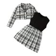thumbnail image 1 of Odeerbi 2-9 Years Toddler Girls Summer Outfits Plaid Cotton Tank Dress with Notched Lapel Cropped Jacket Two-piece Set Casual Dress Set Toddler Girls Clothes, 1 of 3
