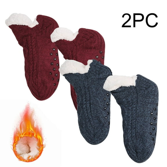 Odeerbi 2 PCS Fuzzy Socks for Kids Boys Girls Non-Slip Slipper Socks Thermal Fluffy Socks Cozy Plush Socks Kids Winter Warm Thickening Snow Socks