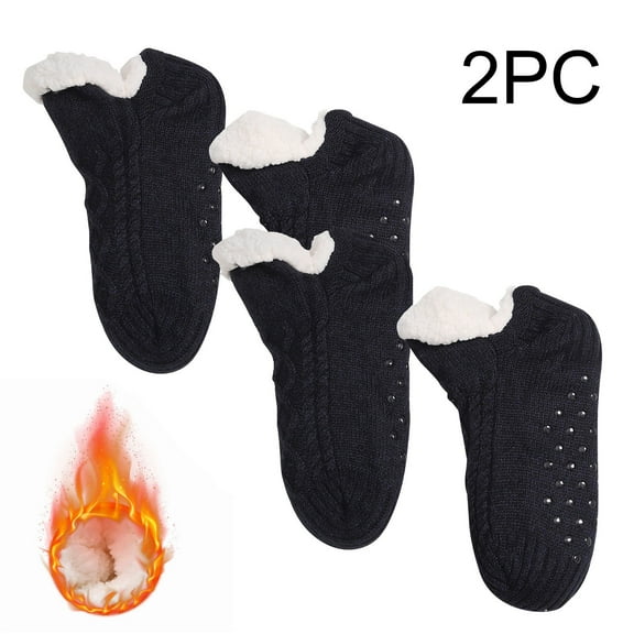 Odeerbi 2 PCS Fuzzy Socks for Toddler Boys Girls Non-Slip Slipper Socks Thermal Fluffy Socks Cozy Plush Socks Kids Winter Warm Thickening Snow Socks