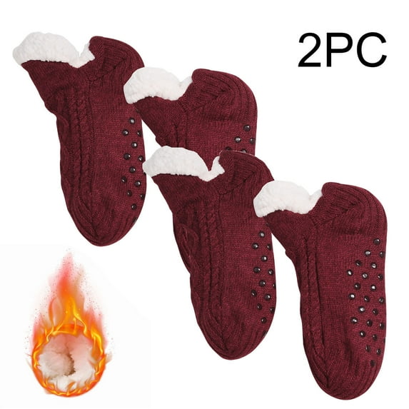 Odeerbi 2 PCS Fuzzy Socks for Toddler Boys Girls Non-Slip Slipper Socks Thermal Fluffy Socks Cozy Plush Socks Kids Winter Warm Thickening Snow Socks