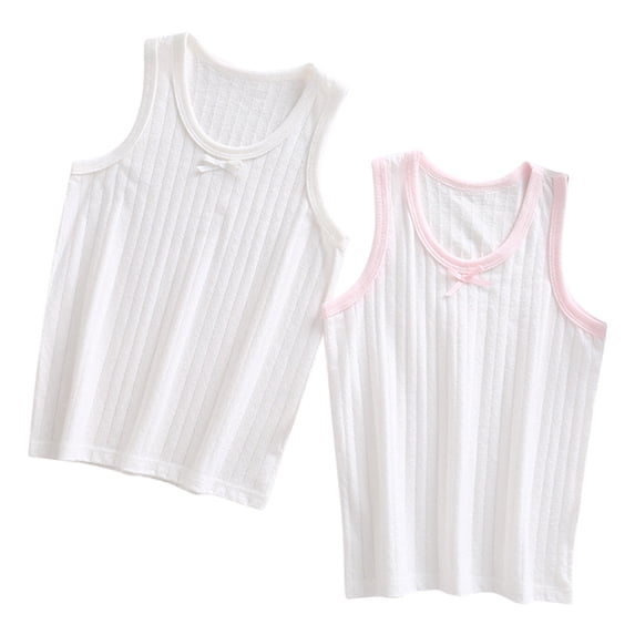 Odeerbi 2 Pack Toddler Kids Girls Cotton Ribbed Tank Tops 2-11 Years Soft Breathable Sleeveless Undershirts Cute Basic Vests
