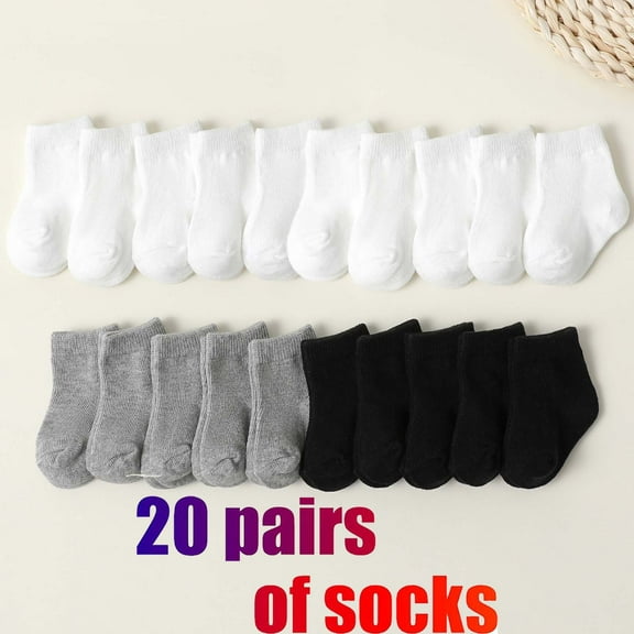 Odeerbi 20 PCS Cotton Ankle Socks for Baby Boys Girls Cute Soft Crew Socks Baby Children Printed Short Tube Mesh Socks