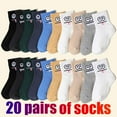 thumbnail image 1 of Odeerbi 20 PCS Cotton Ankle Socks for Kids Boys Girls Cute Soft Crew Socks Baby Children Printed Short Tube Mesh Socks, 1 of 7