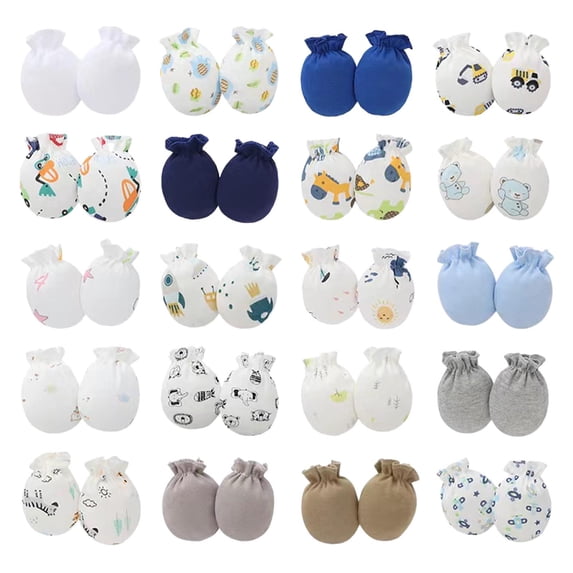 DOZINSIX 20 Pack Newborn Baby No Scratch Gloves Soft Cotton Protective Mittens for Infant Boys Girls 0-12 Months