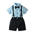 thumbnail image 1 of Odeerbi 2025 Boys Gentlemen's Clothing Summer Short Sleeve Top Bib Shorts Tie Four-piece Set, 1 of 9