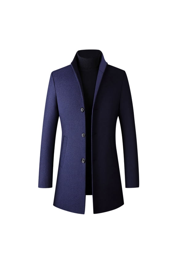 2025 Casual Outwear Jackets for Men Single-breasted Solid Color Trendy Suit Business 2025 Casual Suit Wool Coat Black