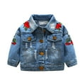 thumbnail image 1 of Odeerbi 2025 Fashion Kids Coat Boys Girls Thick Coat Denim Print Jacket Clothes Children's Jacket, 1 of 9
