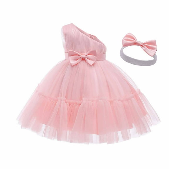 Odeerbi 2025 Girls Baby Long Skirt Solid Princess Bowknot Performance Dress Skirt Dress