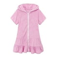 thumbnail image 1 of Odeerbi Kids Girls Swim Cover Up Toddler Swimsuit Coverup Hooded Zip-Up Beach Bathing Suit Robe, 1 of 8