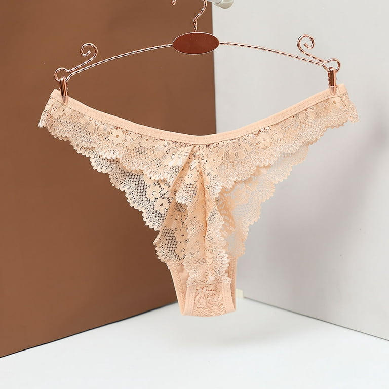 Beige Lace Girls G Stringy Panties Women Underwear Briefs Hollow