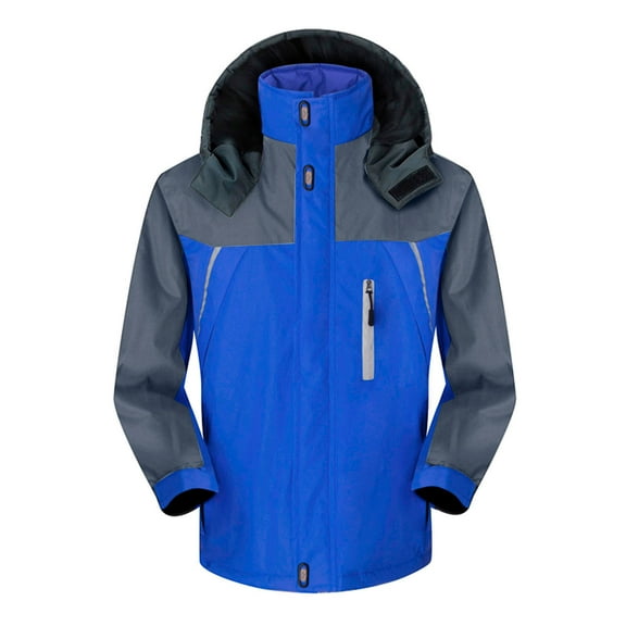 Odeerbi 2025 Long Sleeve Parkas Coats for Men Winter Windbreaker Outdoor Mountaineering Hooded Clothes Thermal Jacket Coats Blue