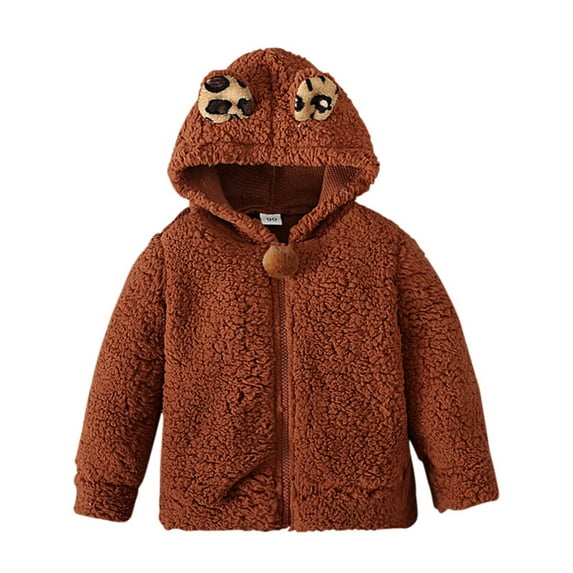 Odeerbi 2024 Men's And Women's Children's Autumn And Winter Long-sleeved Thick Solid Color Plush Zipper Hooded Jacket