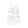 thumbnail image 1 of Odeerbi 2024 Summer Toddler Baby Girls Sleeveless Solid Ruffles Suspender Romper Jumpsuit, 1 of 8