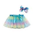 thumbnail image 1 of Odeerbi Toddler Girls Cute Party Dance Outfit Splice Net Yarn Sequins Tulle Skirt Bow Hairpin Suit, 1 of 6
