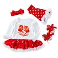 thumbnail image 1 of Odeerbi 2024 Toddler Newborn Baby Girls Princess Letter Tutu Dress Set Christmas Outfits Four-piece Suit, 1 of 9