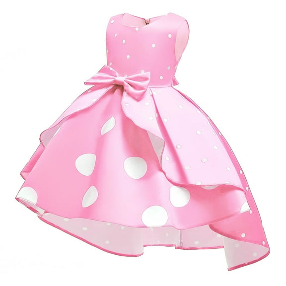 Odeerbi 2025 Christmas Dress Explosion Style Children's Clothing Girls Dress Polka Dot Retro Children Princess Dress Christmas Performance Dress White