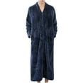 thumbnail image 1 of Odeerbi 2025 Couple Robes Autumn And Winter Flannel Thick Loose Zipper Couple Long Bathrobe Home Service Pajamas Navy, 1 of 3