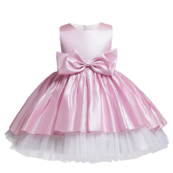 Odeerbi 2025 Girls Baby Long Skirt Solid Princess Bowknot Performance Dress Skirt Dress