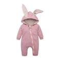 thumbnail image 1 of Odeerbi 2025 Infant Baby Boys Girls Cartoon Rabbit Ears Hooded Romper Jumpsuit Outfits, 1 of 9