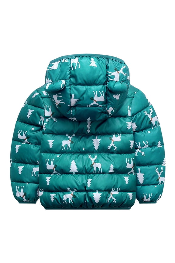 2025 Kids Little Boys Girls Toddler Baby Winter Christmas Cartoon Windproof Coats Deer Hooded Warm Outwear Jacket