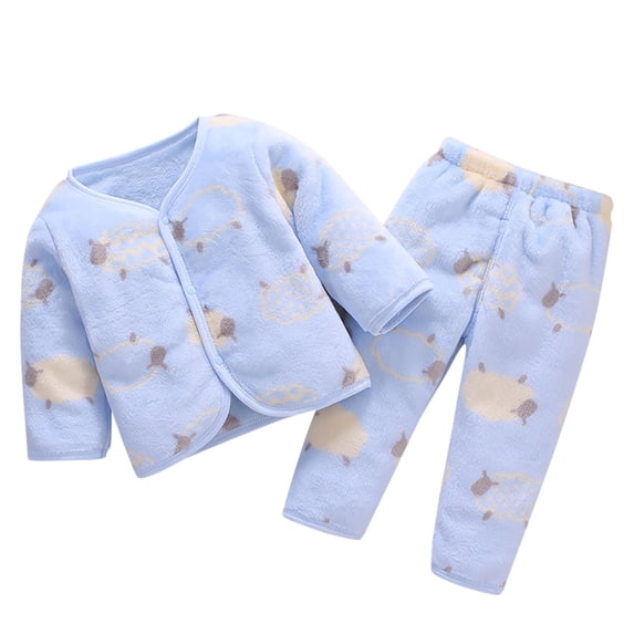 Odeerbi Newborn Baby Boy Girl Cute Print Flannel Multicolor Cardigan Flannel Suit
