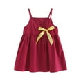 thumbnail image 1 of Odeerbi 2025 Summer Toddler Baby Girls Wine Red Sleeveless Sling Dress Children's Clothing, 1 of 9