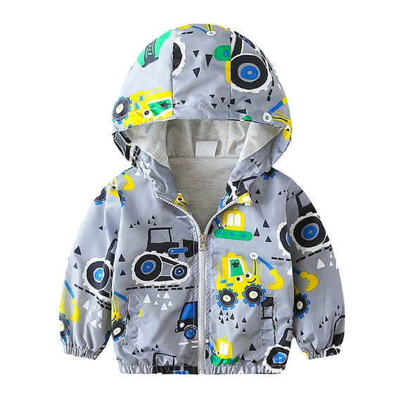Odeerbi 2025 Toddler Baby Boys Girls Cartoon Pattern Cute Zipper Pocket Windproof Jacket Coat