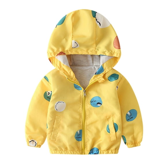 Odeerbi 2025 Toddler Baby Boys Girls Cartoon Pattern Cute Zipper Pocket Windproof Jacket Coat
