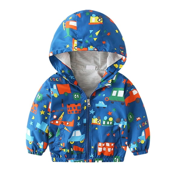 Odeerbi 2025 Toddler Baby Boys Girls Cartoon Pattern Cute Zipper Pocket Windproof Jacket Coat