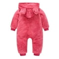 thumbnail image 1 of Odeerbi Toddler Baby Boys Girls Color Plush Cute Bear Ears Winter Thick Jumpsuit Romper, 1 of 4