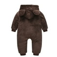 thumbnail image 1 of Odeerbi Toddler Baby Boys Girls Color Plush Cute Bear Ears Winter Thick Jumpsuit Romper, 1 of 4