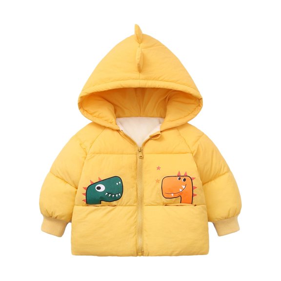 Odeerbi 2025 Toddler Baby Boys Girls Cute dinosaur Print Winter Hoodie Keep Warm Cotton Clothes Thick Coat