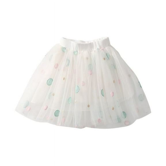 Odeerbi 2025 Toddler Girls Cute Party Dance outfit Solid Color Net Yarn Crimping Flowers Embroidery Tulle Skirt