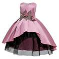 thumbnail image 1 of Odeerbi 2025 Toddler Girls Net Yarn Temperament Flowers Bowknot Birthday Party Gown Long Dresses, 1 of 9