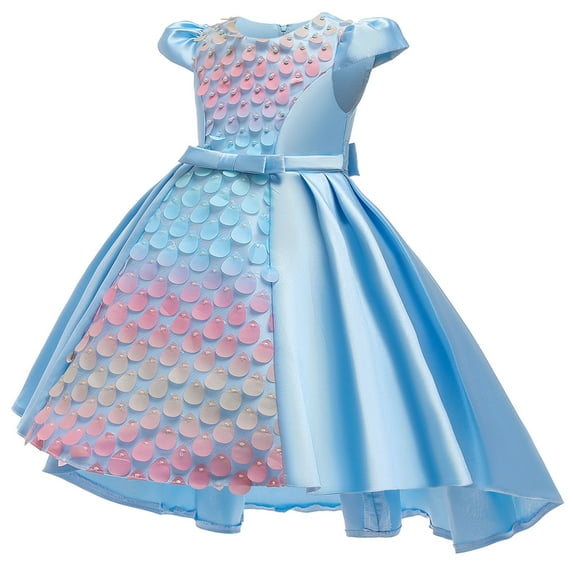 Odeerbi 2025 Toddler Girls Temperament Bowknot Cute Mermaid Beading Birthday Party Gown Dresses
