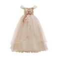 thumbnail image 1 of Odeerbi 2025 Toddler Girls Temperament Minimalistic Bowknot Embroidered Flower Net Yarn Birthday Party Gown Dresses, 1 of 9