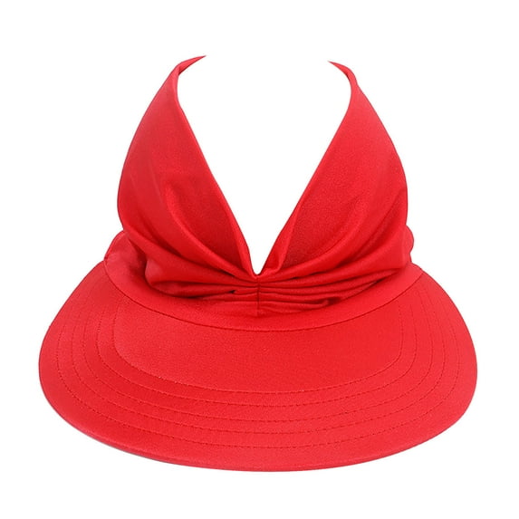 Odeerbi 2025 Visors Hat Sunhat Summer Hat Women's Sun Visor Sun Hat Anti-ultraviolet Elastic Hollow Top Hat Red
