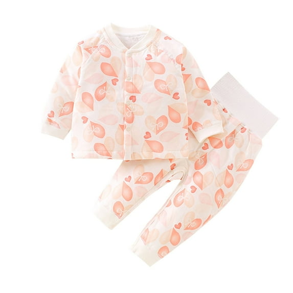 Odeerbi 2M-5Y Toddler Boys Girls Cotton Pajamas Fall Long Johns Long Sleeve Tops Pants Set Soft Loungewear Floral Print Sleepwear Two-piece Pajama Sets Toddler Boys Girls Clothes