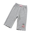 thumbnail image 1 of Odeerbi 3-10 Years Kids Boys Girls Summer Modal Bermuda Shorts Lettuce Trim Rabbit Embroidered Capris Solid Color Casual Cropped Pants, 1 of 4